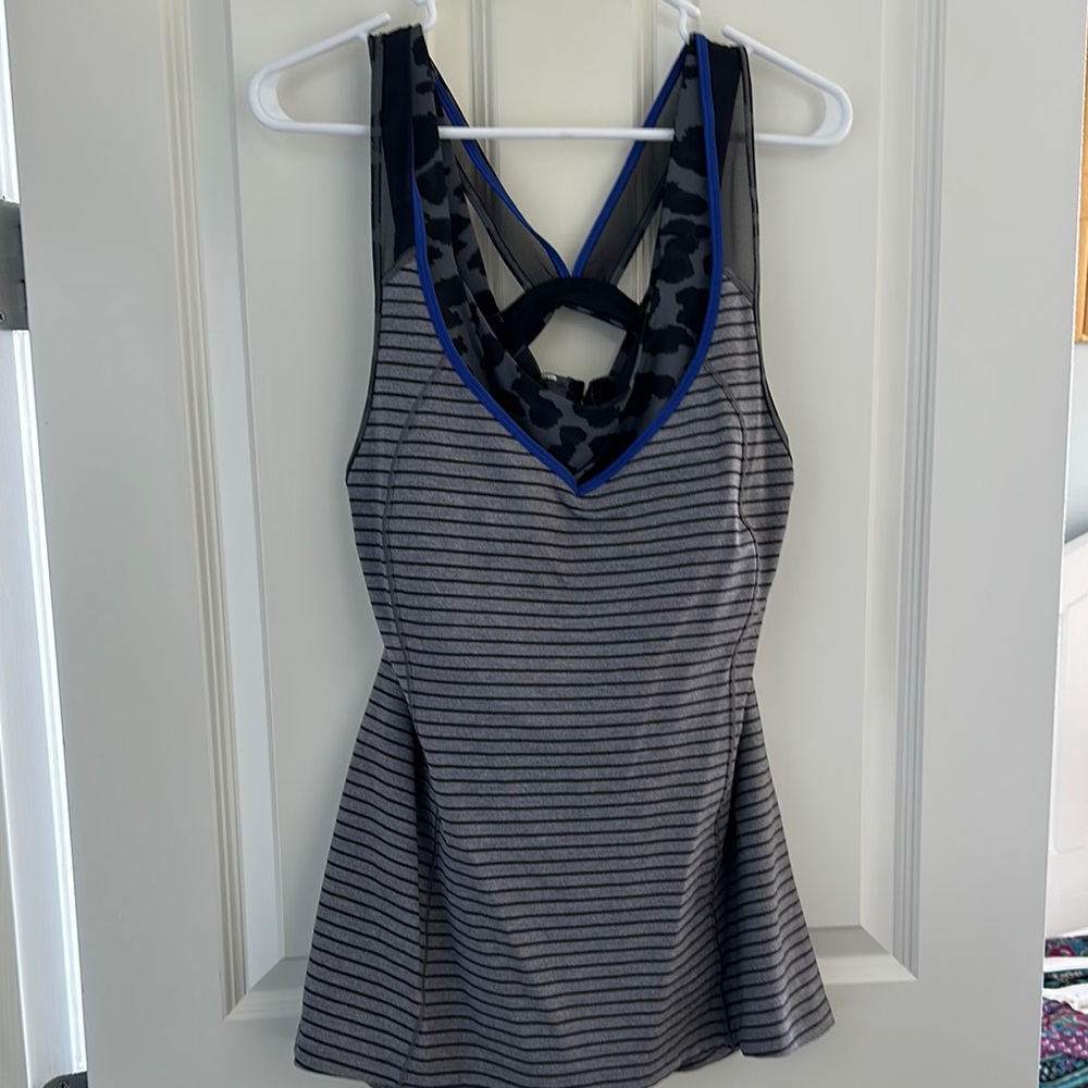 Striped Sleeveless Top with Mesh Detail